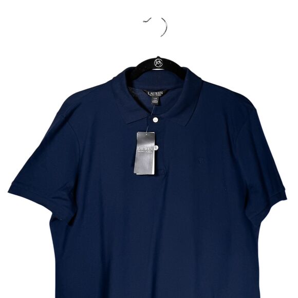 Ralph Lauren Women's Polo Shirt Navy Blue Stretch Short Sleeve Golf Blouse L NWT - Picture 5 of 8